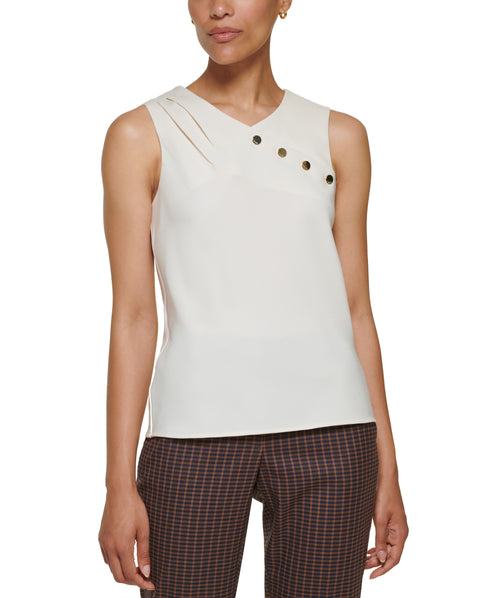 Petite Sleeveless Mix Media Top